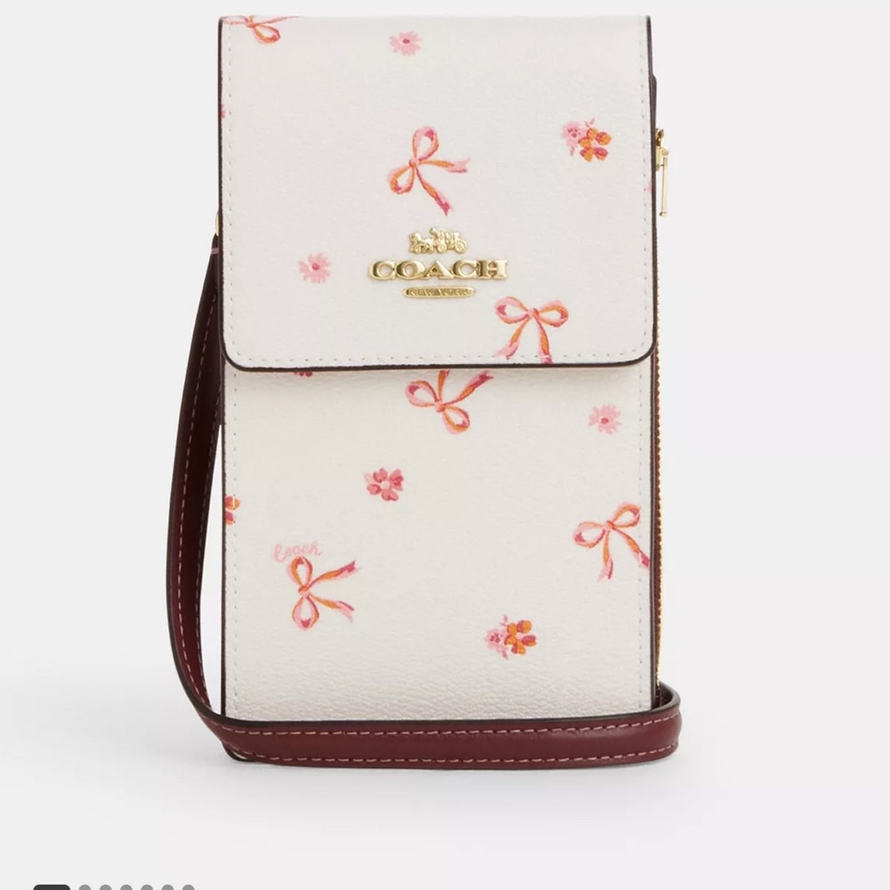 NWT Coach North South Phone Crossbody with bow print